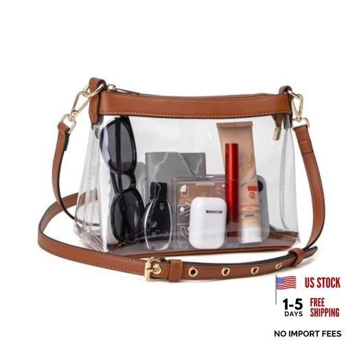 Clear Bag for Stadium Events, Clear Purse for Women Brown