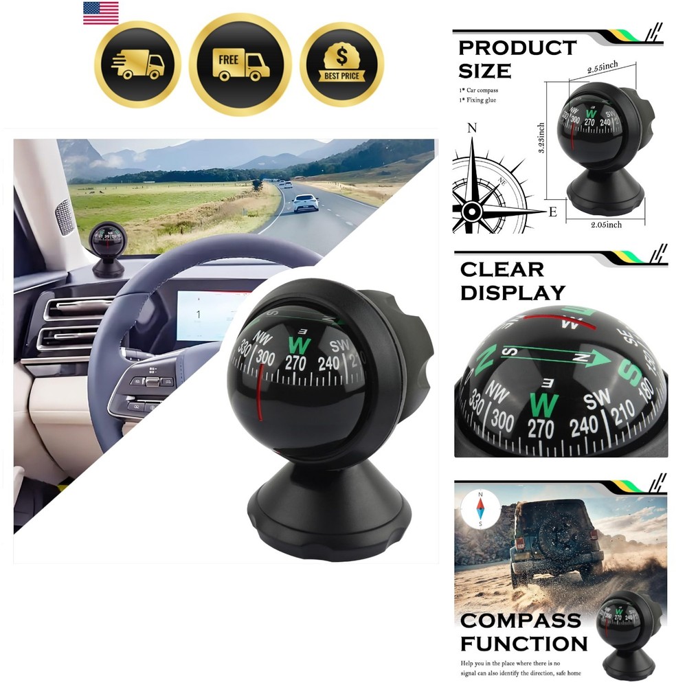 Compass for Car with Bottom Stick Car Compass Ball,Adjustible and Night Visio…