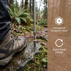 5 Pcs Pole Tip Replacement Anti-slip Hiking Tips Threaded Trekking