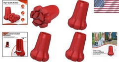 Universal Fit 4-Pc Hiking Pole Tips – Lightweight Red Rubber for Safety
