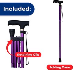 Lightweight Adjustable Folding Cane – Collapsible Walking Stick – 34″ to 38″