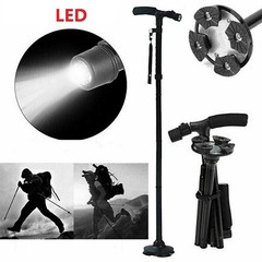 2 Pack Folding Walking Cane 5-Level Adjustable LED Light Travel Camping Hiking
