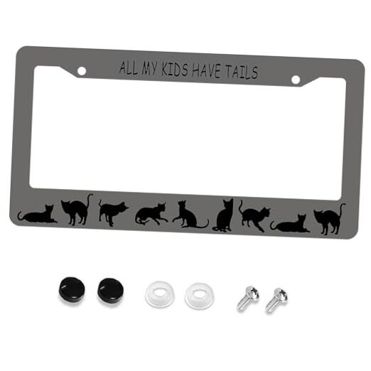 Aluminium License Plate Frame Black Cat