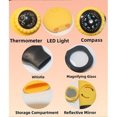 7 in 1 Survival Whistle with For Compass LED Light Magnifier for Outdoor Travel