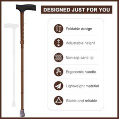 Folding Cane for Men and Women– Lightweight, Adjustable Walking Stick Bronze