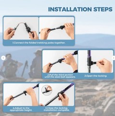 Qunature Hiking Poles,Trekking Poles,Foldable Adjustable 110–130 cm,Ultralight