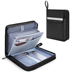 Boat Document Holder, Waterproof Travel Document Folder with 6 Black