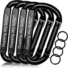 Carabiner Clip 4 Pac 855lbs 3″ Heavy Duty Carabiners For Hammocks Camping Black