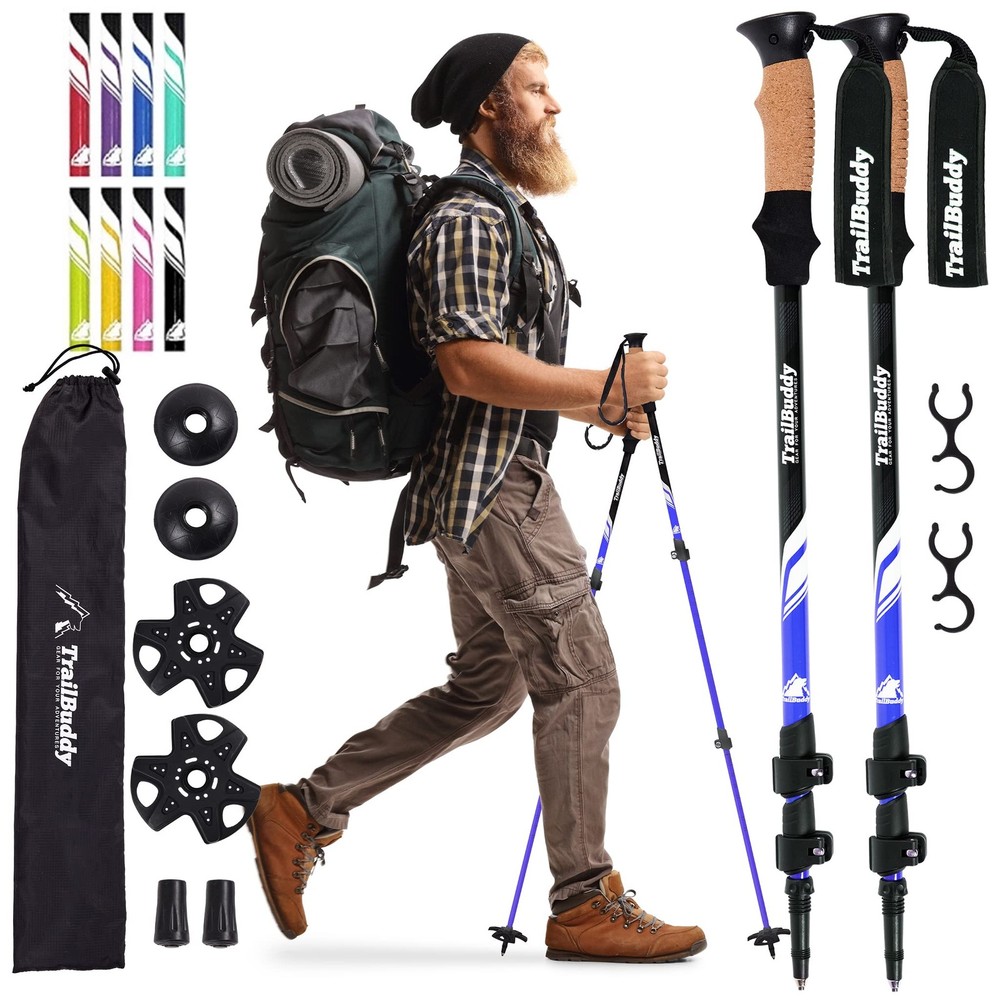 TrailBuddy Trekking Poles – Lightweight Collapsible Hiking Poles for Snowshoe…