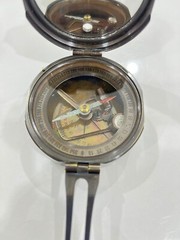 Antique Finish Solid Brass Brunton Compass in Wooden Box Maritime Nautical