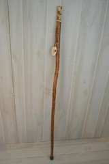 Bear Carved Hardwood Walking Stick, Hand Carved Staff, Made in the USA, Custom