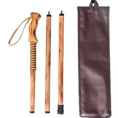 3-pc Detachable Hardwood Walking Stick Pine Handle with Compass Nature Color,…
