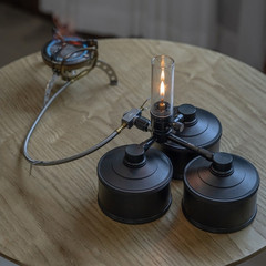 Camping Gas Supply Adapter 3 Canister Inputs 2 Stove Outputs Black Gray