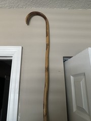 Antique Vintage Handmade German Knotty Walking Stick Cane Real Wood One Piece