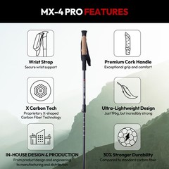 MX-4 | X Carbon Tech Carbon Fiber Trekking Poles