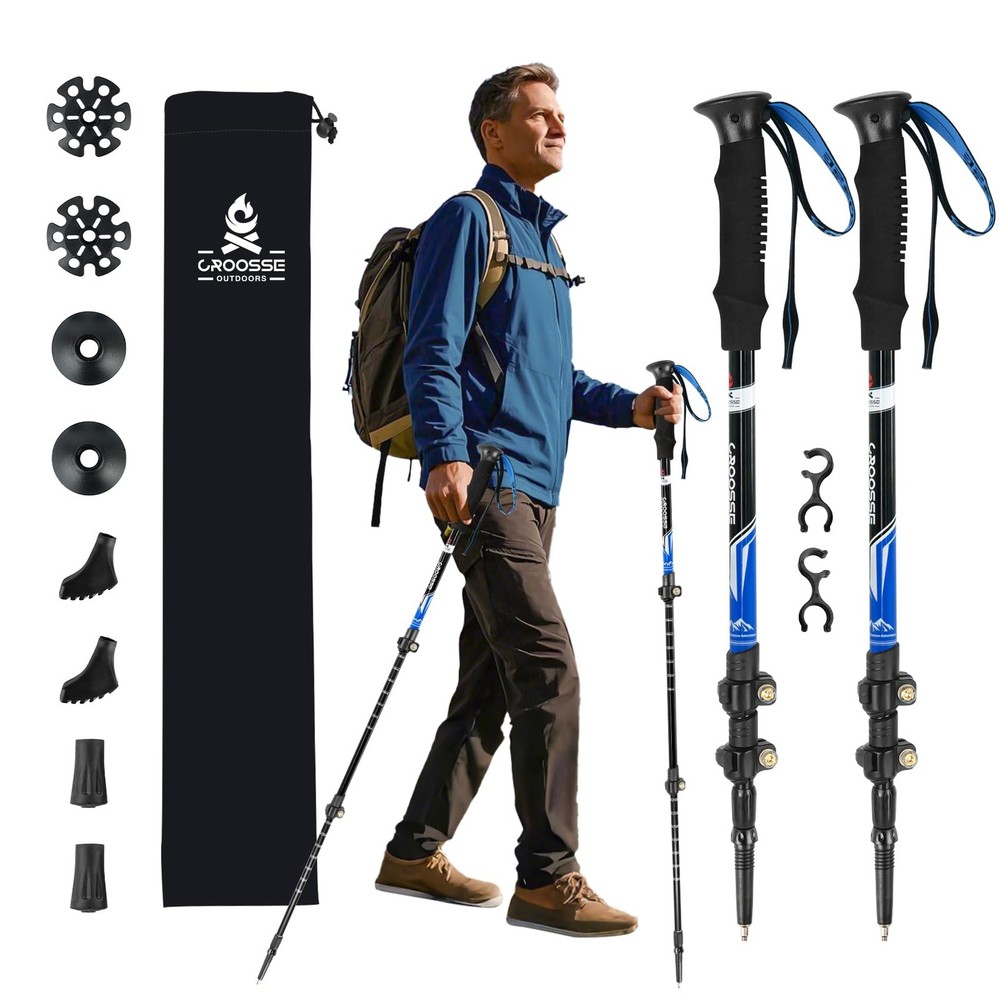 Lightweight Collapsible Trekking Poles for Hiking – 2 Pack Adjustable Hiking …