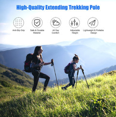 1X Trekking Poles Nordic Walking Hiking Sticks Adjustable Anti-shock Alpenstock