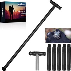 CNC Machined Aluminum Walking Hiking Stick with Whistle and Compass 2 Pack