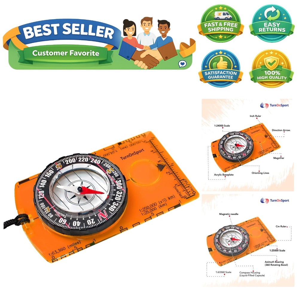 Accurate Acrylic Baseplate Compass with Lanyard – Essential for Outdoor Survival
