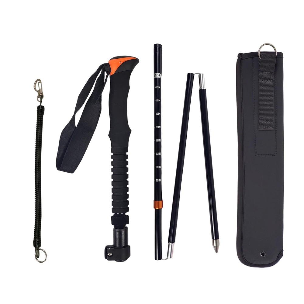 Foldable Wading Staff Water Depth Safety Warning Sign Coated Stainless Steel Cor