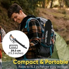 Trek-Z Cork Grip Trekking Poles – Lightweight Folding Hiking Poles, Adjustable H