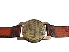 Nautical Brass Compass Watch with Brown Leather Band Antique Sundial Compass
