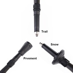 Black Travel Folding Trekking Hiking Pole, Carrying Case, Collapsible Cane