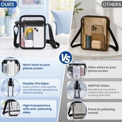 Clear Bag for Stadium Events, Clear Crossbody Bag Transparent Black-s&l