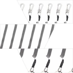 6Pcs Durable Fishing Lanyards Retractable Elastic Ropes Grey PU Material