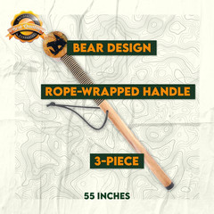 3 Piece 55″ Detachable Pine Wood Walking/Hiking Stick with Metal Tip, Reinforced