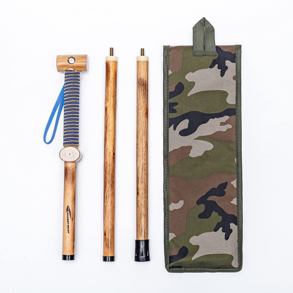 3 Pieces Detachable Hardwood Walking Stick Cross Head with a Compass (Nature …