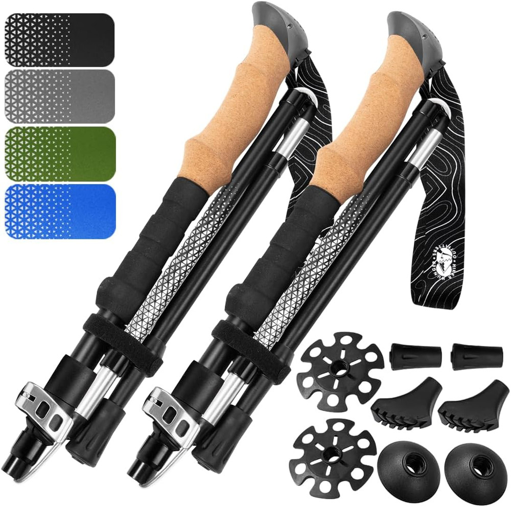 Premium Foldable Hiking Poles by USA Brand – Adjustable, Lightweight Trekking Po
