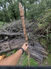 Handcrafted 56″ Post Oak Hiking Staff Wood Walking Stick Custom Art