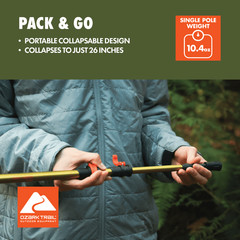 Aluminum Adjustable Quick Lock Trekking Poles with EVA Grip, 1 Hiking Pole