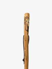 Hiking Stick with Ankh Cross, Walking Stick, Hand-carved, Made in USA