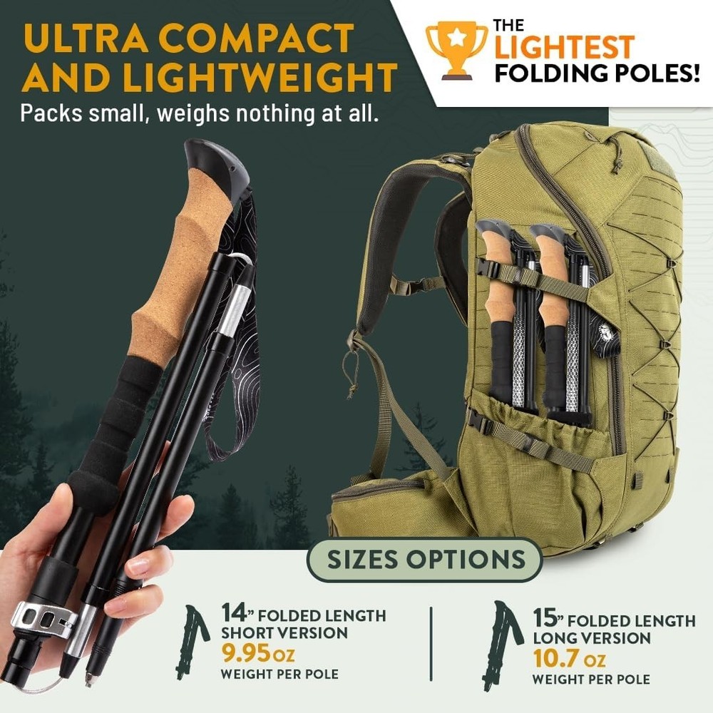 Hiker Hunger Foldable Hiking Poles – Lightweight Trekking / Nordic Walking Stick