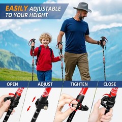 Lightweight Adjustable Aluminum Trekking Poles for Hiking – 2 Pack