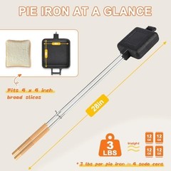 2-Pack Outdoor Camping Pie Irons with Heat-Resistant Handles & Storage Bag – Eas