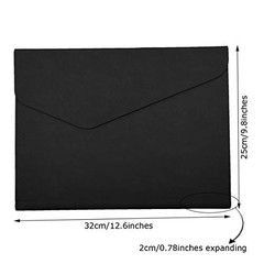 PU Leather File Folder Document Holder Waterproof Portfolio Envelope A4 Black