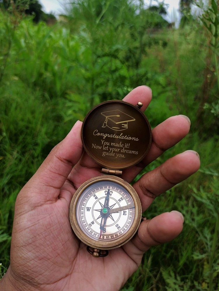 Personalized working Compass With Custom Engraving, Handwriting Engraved Compas
