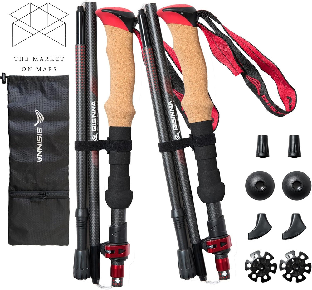 Carbon Fiber Trekking Poles Collapsible Hiking Poles Lightweight Walking 💪👌