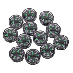12pcs Outdoor Plastic Compass 20mm For Hiking Camping Survival Navigation Kit