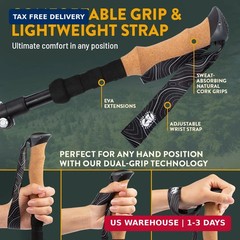 Premium Foldable Hiking Poles by USA Brand – Adjustable, Lightweight Trekking Po