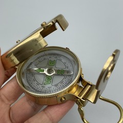 Brass Lensatic Compass Pocket 50mm Military Hiking Sighting Gold Tone Camping