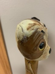 Hand Carved Natural Wood Hiking Walking Stick Cane Great Handle 52” Dog Head