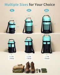 Waterproof Dry Bag for Women Men, 5L//20L Roll Top Lightweight Dry 10L Green
