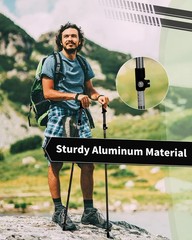 Black Trekking Walking Hiking Poles or Sticks Aluminum Lightweight Collapsibl…