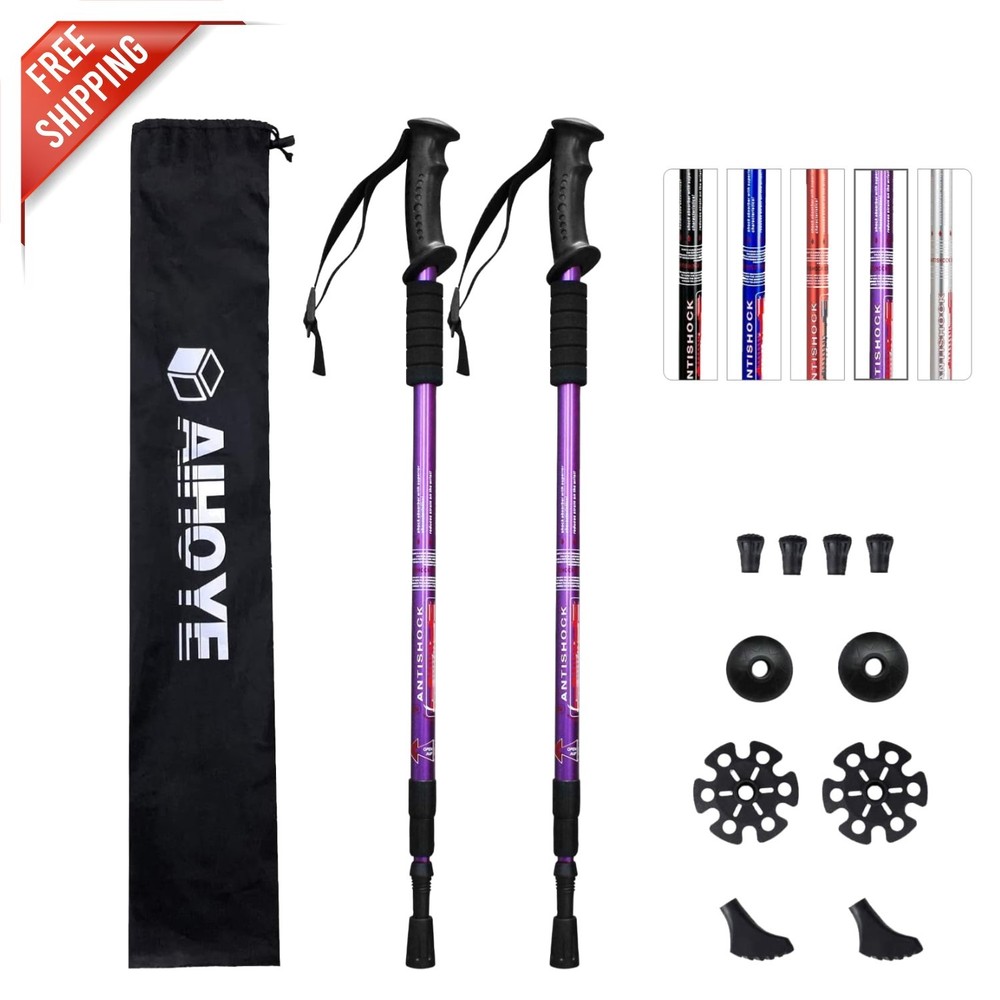 Lightweight Collapsible Hiking Poles with Anti-Shock Technology, 2 Pack