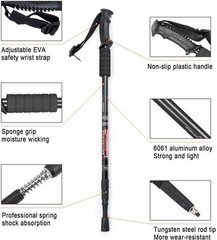 2X Trekking Poles Nordic Walking Hiking Sticks Adjustable Anti-shock Alpenstock