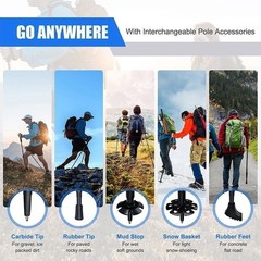 2 X Hiking Trekking Poles Nordic Walking Sticks Adjustable Anti-shock Alpenstock